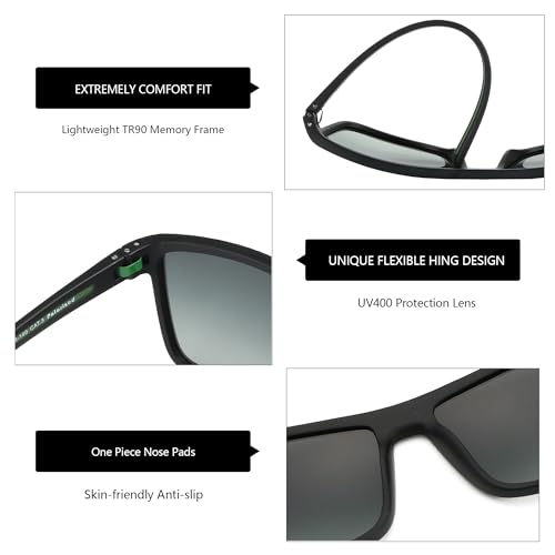 Image of ZENOTTIC Polarized Sunglasses for Men Lightweight TR90 Frame UV400 Protection Square Sun Glasses