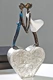 Casablanca - Skulptur Figur Devotion aus Poly - w silbernem Herz mit Zertifikat und Spruchanhänger - Höhe 35 cm