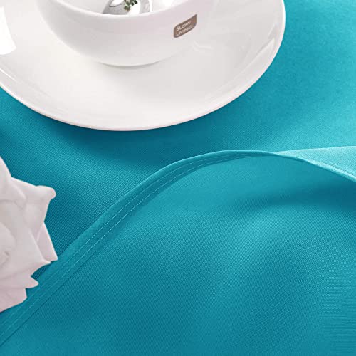 Hiasan Round Tablecloth 40 Inch - Waterproof Stain Resistant Spillproof Polyester Fabric Table Cloth For Dining Room Kitchen Party, Turquoise #TOP5