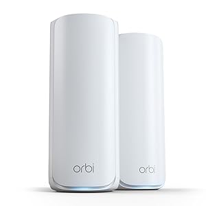 NETGEAR Orbi 770 Series Tri-Band WiFi 7 Mesh Network System (RBE772) - Router + 1 Satellite Extender, Security Features, Up to 11Gbps, Covers up to 5,500 sq.ft., 100 Devices, 2.5 Gig Internet Port