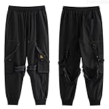 XYXIONGMAO Men's Cyberpunk Techwear Cargo Pants Baggy Streetwear Japanese Pants Men Outdoor Cool Trendy Casual Trousers Mens, Black, Large - Image 6