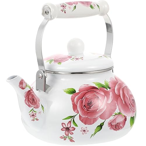 YARNOW ヴィンテージ ホーロー お茶 ケトル ル エナメル お茶 ポット 湯 水 お茶 やかん 水 湯沸し ポット ウィズ 取っ手 用 キッチン用 コンロ 2. 5L