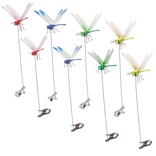 KLINNA 8 Stück Libellen Clip 3D Gartenstecker – Effektiver...