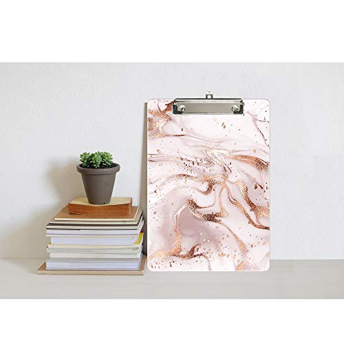 Hongri Plastic Clipboard, Fashion Design A4 Letter Size Clipboards for Students, Women, Man and Kids, Low Profile Clip, Cute Clipboard Custom Pattern, Standard Size 12.5" x 9", Pink Line