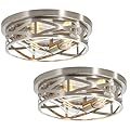 piano7797 13 inch Brushed Nickel Flush Mount Ceiling Light Fixtures,3-Light Modern Hallway Light Fixtures Ceiling, Brushed Nickel Light Fixture Ceiling Mount for Farmhouse,Kitchen, Bedroom 2 Pack