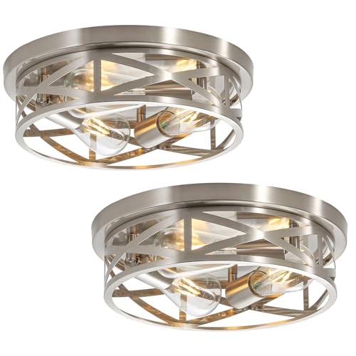 piano7797 13 inch Brushed Nickel Flush Mount Ceiling Light Fixtures,3-Light Modern Hallway Light...