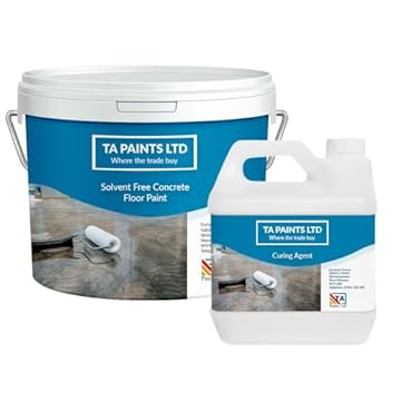 T A Paints Ltd 100% Epoxy Resin Concrete Floor & Garage Paint Low Odour Solvent Free Heavy Duty Two Pack Coating Industrial, Factory Floor Paint 5Kg BS 00 A 05 Grey