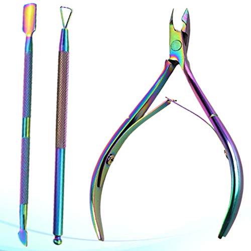 Alicate de cutícula PretyzOOM 3 peças de empurrador de cutículas de aço inoxidável profissional para