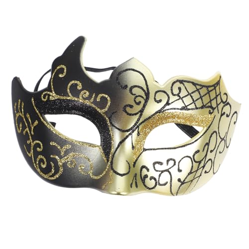 CONGARTENO Masque Vénitien Demi Visage Femme pour Carnaval et Cosplay Décoratif Noir et Or Accessoire de Fête et Photographie