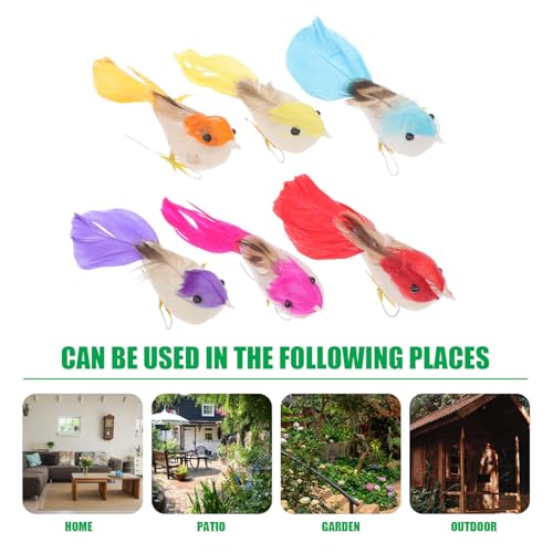 Pájaros artificiales de espuma realistas para decoración de jardín y manualidades DIY 5