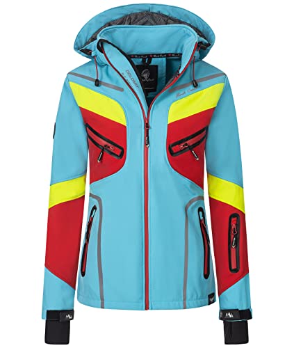 Rock Creek Damen Softshell Jacke Windbreaker Regenjacke Übergangsjacke Softshelljacke Damenjacke Regenmantel Outdoorjacke Kapuze D-465 Türkis XS