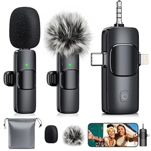 3-in-1 Mini Microphone for iPhone: Wireless Lavalier Microphones for iOS/Android/Camera – Noise Reduction Lapel Mic for​​Live Stream – HiDefSound for Video Mavericks – Texture Black
