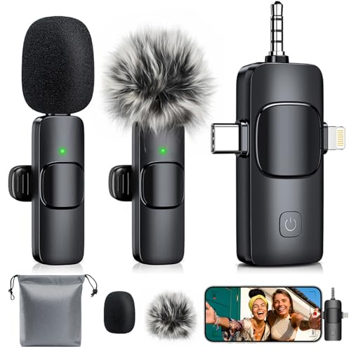3-in-1 Mini Microphone for iPhone: Wireless Lavalier Microphones for iOS/Android/Camera – Noise Reduction Lapel Mic for​​Live Stream – HiDefSound for Video Mavericks