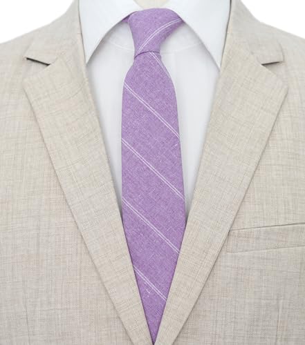 Image of BELLUNO Men's 2.5 inch Skinny Solid Cotton Linen Ties