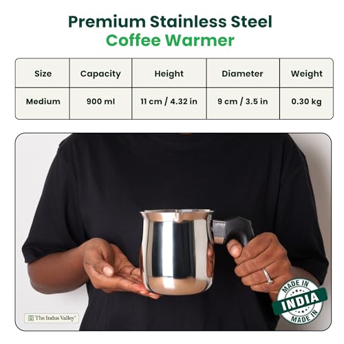 Image of The Indus Valley Stainless Steel Turkish Coffee Maker /Warmer with Stand| 900ml, 0.30kg | Induction Friendly | 100% Toxin-Free, Naturally Non-Stick, Long Lasting