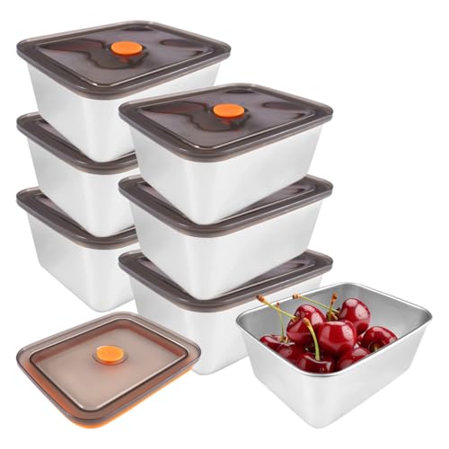 Lot de 6 Boite Inox Alimentaire avec Couvercle de 500 Ml, Boîtes de Conservation Alimentaire en Acier Inoxydable pour Le Fromage, Les Fruits, La Salade, La...