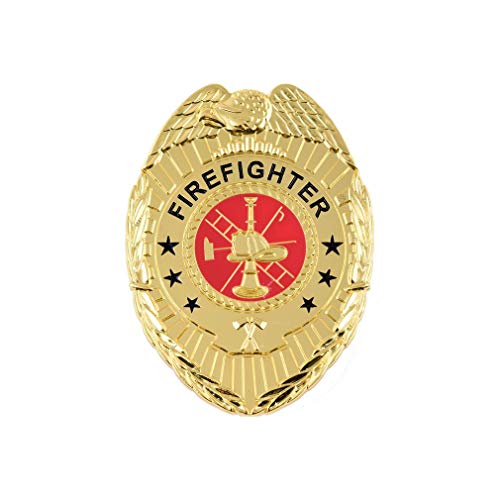 Firefighter Badge Gold Heavy Duty Solid Metal FD Fire Department - G 46