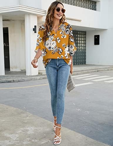 LUYAA Women's 3/4 Sleeve Tops and Blouses Dressy Casual V Neck Chiffon Blouse Tunic Tops 5 LUYAA Women's 3/4 Sleeve Tops and Blouses Dressy Casual V Neck Chiffon Blouse Tunic Tops