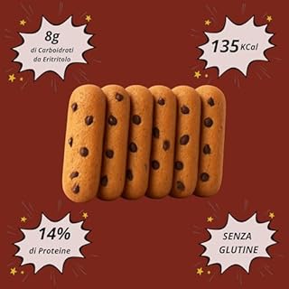 BISCOTTI KETO 01 CARB Mela Cannella e Cioccolato con solo 8g di Carboidrati da Eritritolo, Biscotti Senza Zucchero e Senza Glutine Ideali per Dieta Chetogenica, Confezione da 6, 300g