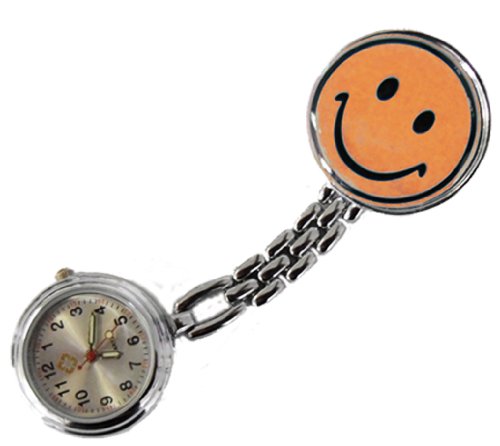 Schwesternuhr 2er Set (=2Stück!) Krankenschwesteruhr Smiley Clip orange Original