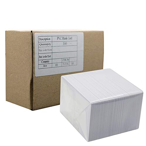 Gialer 100 Pack Premium White Blank PVC Cards Graphic Quality Plastic CR80 30mil Identification Badges Card Compatible with Most Photo ID Badge Printers Like Zebra Fargo Magicard Datacard