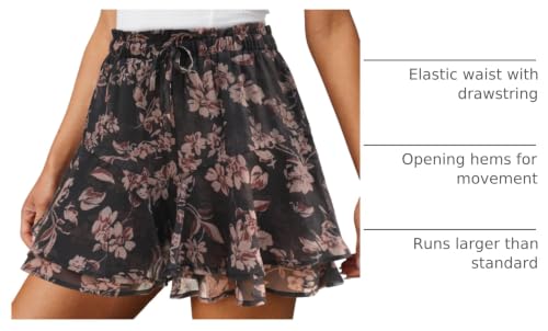 Image of Aoudery Flowy Shorts for Women Casual Boho Floral Skorts Ruffle Mini Skirts Running Tennis Butterfly Chiffon Shorts
