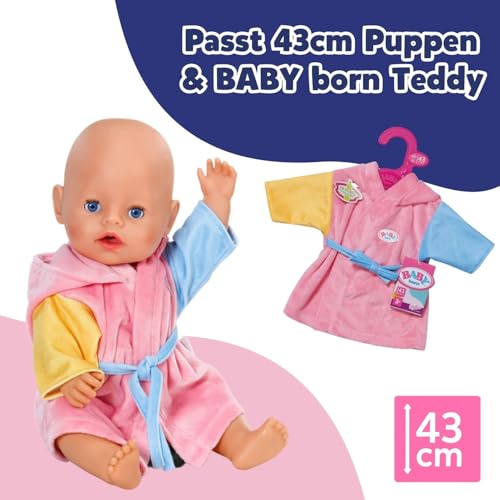 Szlafrok BABY born - z kaczką i rękawami akcesoria dla lalek, odzież odpowiednia dla lalek o rozmiarze 43 cm