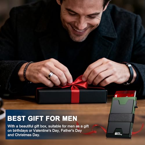 Image of SEMORID Slim Aluminum Card Holder Wallet for Men, Durable Expandable Backplate, RFID Blocking Minimalist Metal Pop Up Wallet, Holds 12+ Cards Plus Cash