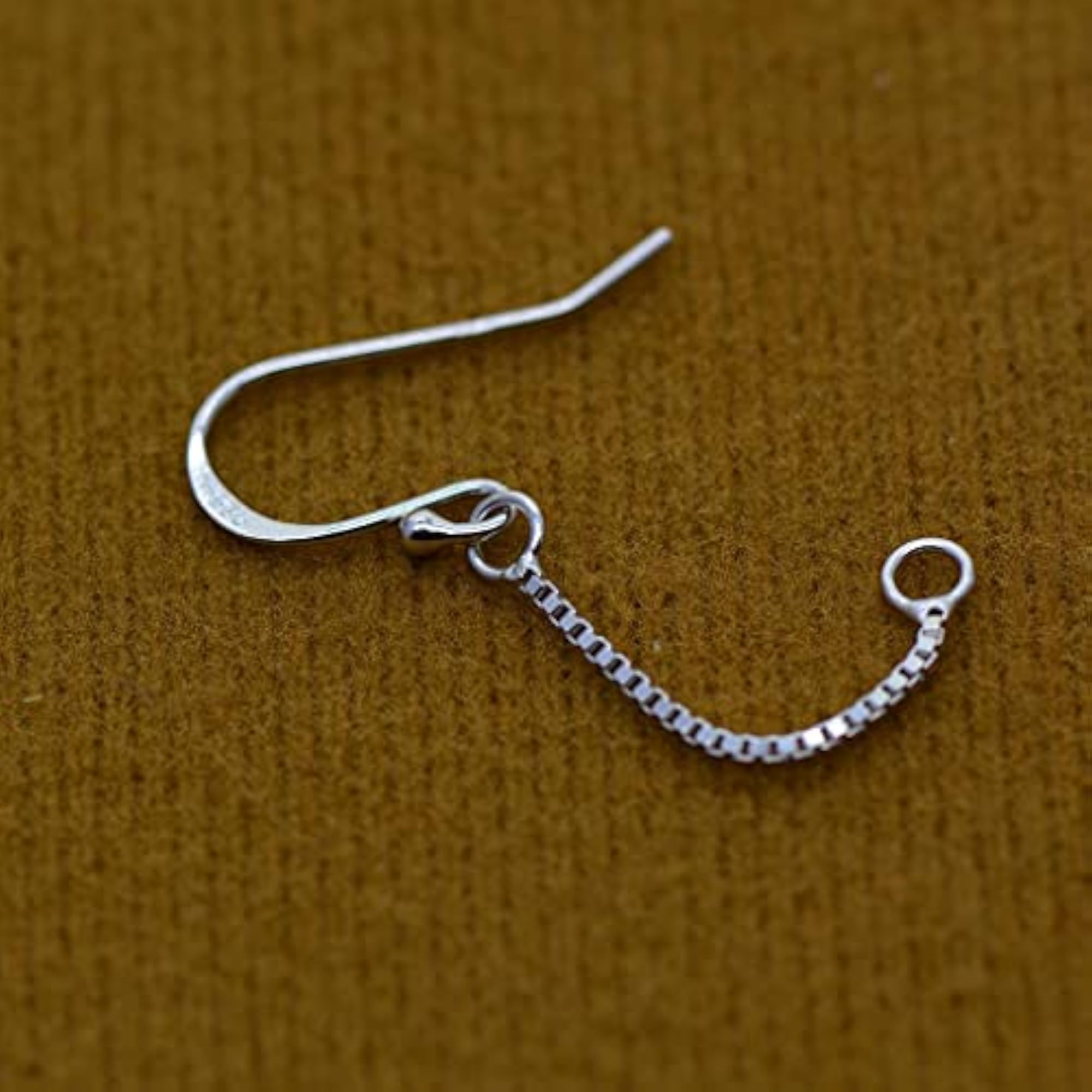 5 Pairs 925 Sterling Silver Hook Ear Wire with Chain for Jewelry Making