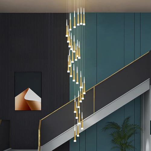Lustre LED moderne d'escalier rotatif à 30 têtes avec télécommande