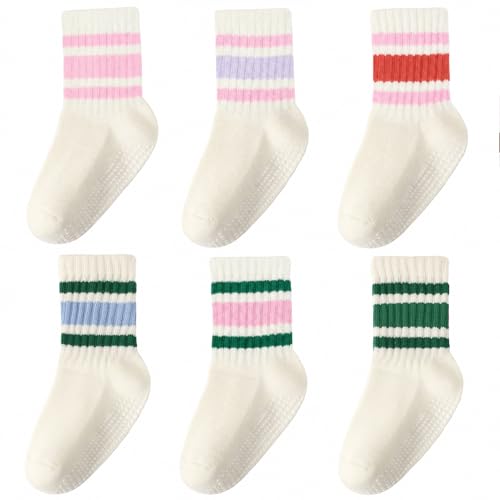 scenicamp - Scenicamp 6-Pair Toddler Grip Socks – Soft Cotton Blend, Non-Slip Silicone Dots, Colorful Stripes for Boys & Girls Ages 1-5 - Best Deal on Amazon