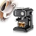 Espresso Machine with Milk Frother - 15 Bar Coffee Maker, 1.5L Water Tank for Cappuccino and Latte
