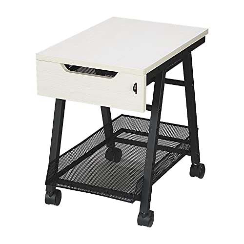 Insfashble Rolling Storage Cart With Wooden Board & Drawer, Craft Cart Organizer With Wheels And Tabletop, Rolling Cart With Lockable Drawers, White #TOP5