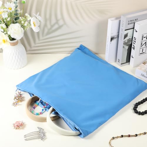 Image of 6 Pcs Zippered Silver Storage Bags Anti Tarnish 18 x 18 Inch Large Silver Organizer Pouches Anti Tarnish Jewelry Bags for Jewelry Flatware Silverware Storage Protection (Blue)
