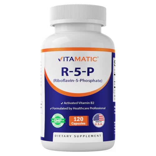 Vitamatic R-5-P Riboflavin-5-Phosphate (Vitamin B2) 50 mg | 120 Capsules | High Potency Easy-to-Swallow Vegetarian Capsules