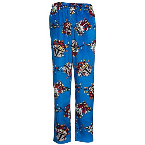 Star Wars Yoda Grogu Tangled Christmas Lights Blue Lounge Pants