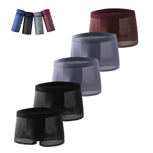 Boxer Briefs for Men Lightweight Tall Moisture-Wicking Brief Fashion Ice Silk Comfortsoft Breathable Underwear 5-Pack2