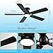 KNUN 52 inch Ceiling Fans with Lights, Black Low Profile Ceiling Fan with Remote Control and App, Double-sided Fan Blades, 3CCT Dimmable LED, Noiseless, Flush Mount Ceiling Fan for Bedroom, Patio.