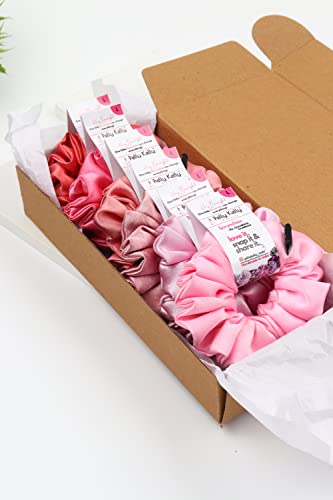 Image of Premium Satin Scrunchies For Women And Girls, Hair Band For Women, Ponytail Holder, Rubber Band, Large Scurnchies, Fluffy Scrunchies, Girls Hair Accessories, L-Size, Pack Of 6, Blossom