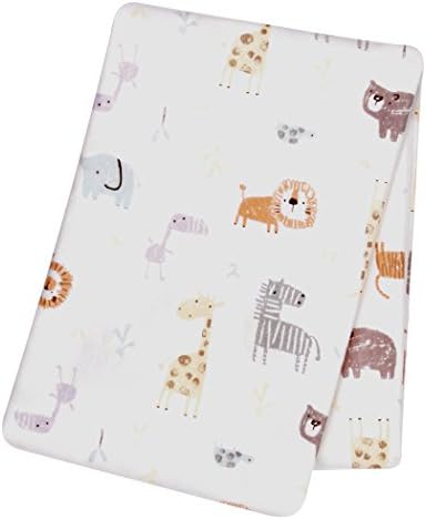 Trend Lab Crayon Jungle Flannel Swaddle Blanket - Jungle Animals Scatter Print Cotton Flannel, Orange, Yellow, Gray and White, 48 in x 48 in