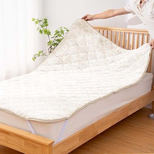 COZYNOVA 敷きパッド シングル 冬 あったか 暖かい 【ラビット風ファー&極上タッチ】 【厚手 ふわふわ 】 シーツ 長毛 洗える 中綿入れ あったか ベッドシーツ 吸湿 発熱 蓄熱わた使用 しきぱっと 静電気防止加工 寒さ対策 抗菌防臭 モカ 100*205cm