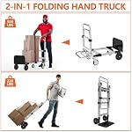3 in 1 Heavy Duty Folding Hand Truck, Convertible Portable Steel Dolly with Telescopic Handle, Foldable Utility Cart with Rubber Wheels, 500 LBS