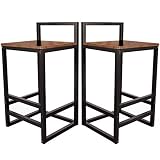 Becko US Bar Stools Barstools Set of 2 Counter Height Bar stools Industrial Rustic Bar Stools with M