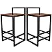Becko Barstools Set of 2 Bar Stool Chairs with Metal Low Backrest and Footrests, Easy Assembly, Industrial Vintage Style in Living Room, Kitchen, Party Room (Rustic Brown)