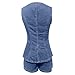 Women's Denim 2 Piece Set Casual Business Sleeveless Jean Blazer Vest Tops and Shorts Outfit Tracksuits Business Sets Fashion