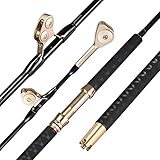 BERRYPRO Bent/Straight Butt Trolling Rod 1-Piece / 2-Piece Saltwater Offshore Fishing Rod Big Game Roller Rod Conventional Boat Fishing Pole (Straight Butt - Roller Guide - Length 6'-1pc(80-150lbs))