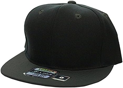 L.O.G.A Plain Flat Bill Visor Blank Snapback Hat Cap with Adjustable Snaps - Black-Charcoal