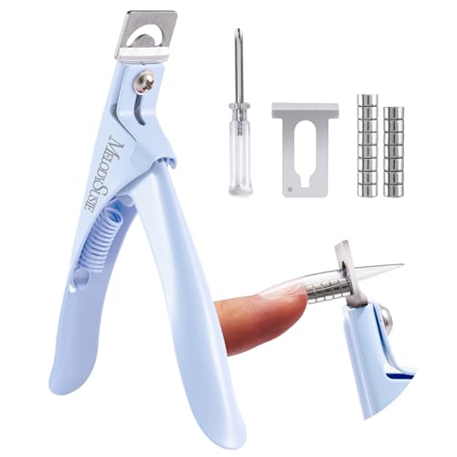 Image of MelodySusie Acrylic Nail Clippers with 15pcs Magnet Sizers, Professional Nail Clippers Cutters for Long Acrylic Gel Nails Tips, Adjustable Stainless Nail Trimmer, Manicure Tool for Salon Home, Blue