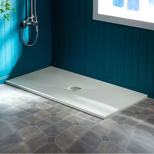 WOODBRIDGE 47.75" L x 32" W Zero-Threshold Shower Base for Wheelchair Access, Low-Profile Non-Slip Design with Center Drain, Matching Decorative Drain Plate and Tile Flange, White by WOODBRIDGE - Image 2