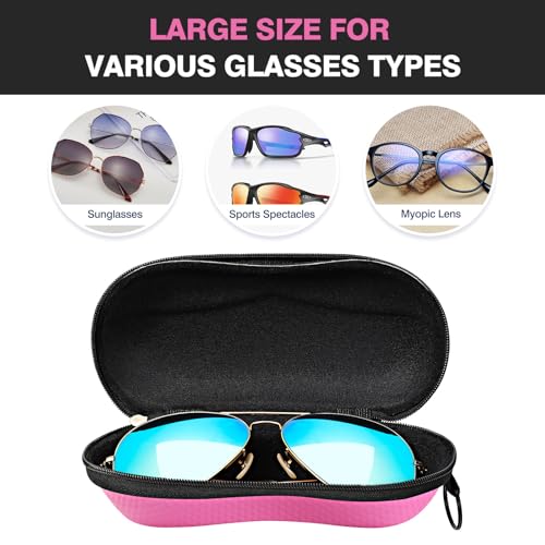 Image of MoKo Semi Hard Shell Sunglasses Case, Unisex Protective Eyeglass Case Glasses Case Holder with Metal Hanging Hook